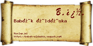 Babák Áldáska névjegykártya